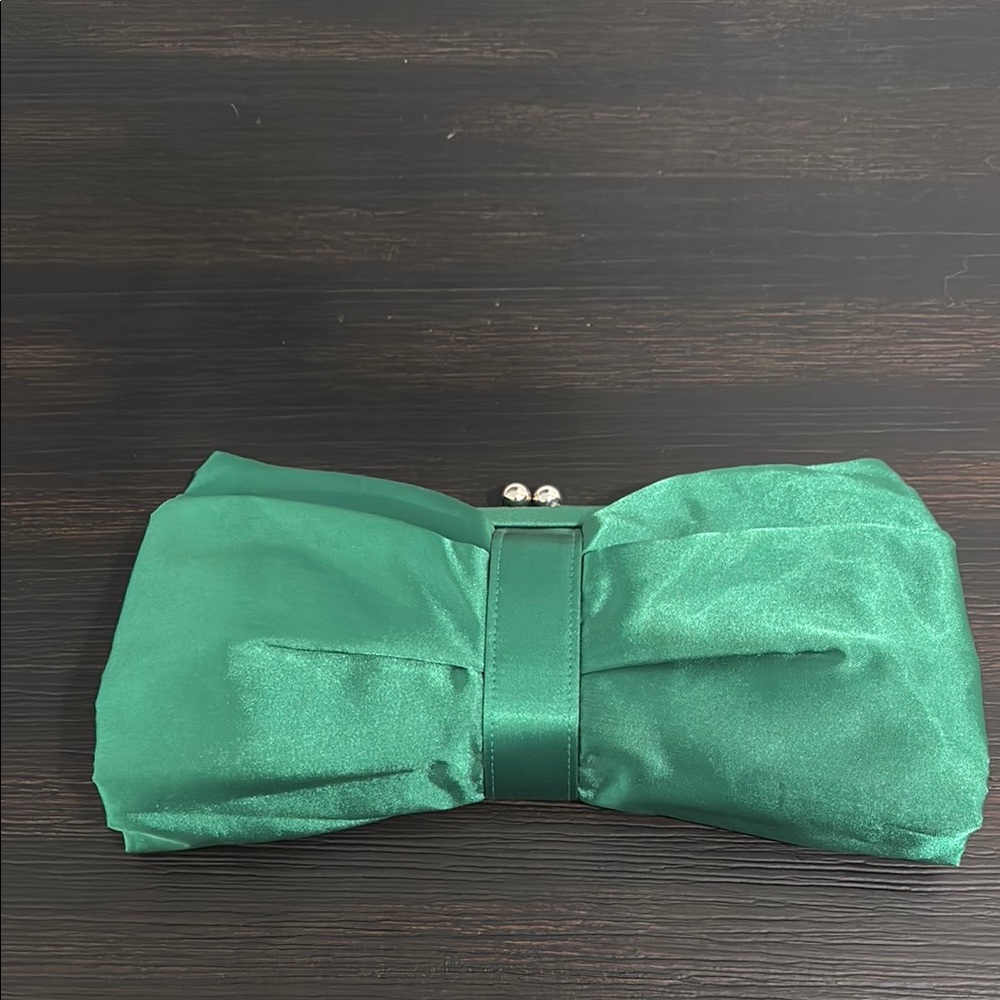 Kate Landry Green Satin Clutch new with tags.